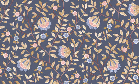 Dutch Wallcoverings Botanique B199-81D / B19981D blauw - beige