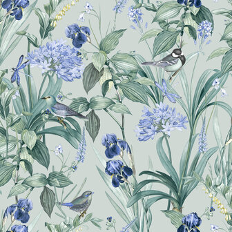 Dutch Wallcoverings Botanique M647-14 / M64714 groen - blauw