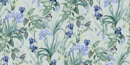 Dutch Wallcoverings Botanique M647-84D / M64784D groen - blauw