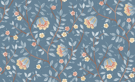 Dutch Wallcoverings Botanique B199-91D / B19991D blauw - beige