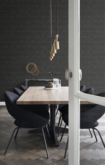 Origin Wallcoverings City Chic (Met Gratis Lijm!) 347726 - Zwart / Goud