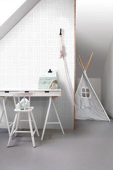 Origin Wallcoverings Hide &amp; Seek (Met Gratis Lijm!) 347500 - Wit / Grijs