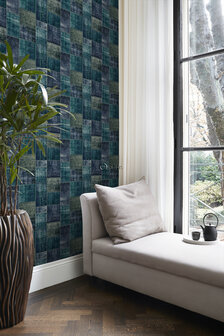 Origin Wallcoverings Wunderkammer (Met Gratis Lijm!) 347467 - Blauw / Groen