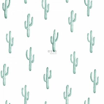 Esta Greenhouse 138898 - Wit - Turquoise Behang