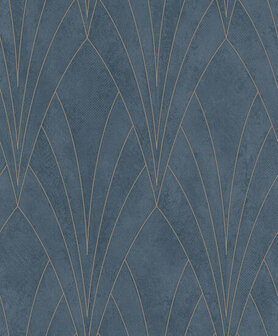 Dutch Wallcoverings Elegance L856-01 blauw - goud Behang