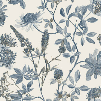 Dutch Wallcoverings Elegance M458-01 wit - blauw Behang