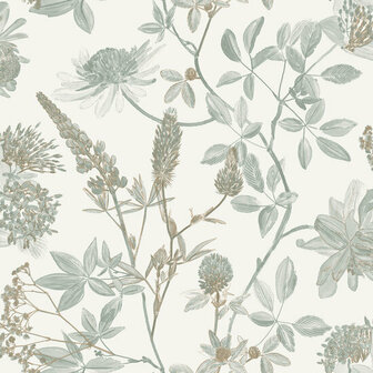 Dutch Wallcoverings Elegance M458-04 wit - groen Behang