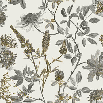 Dutch Wallcoverings Elegance M458-09 wit - zwart Behang