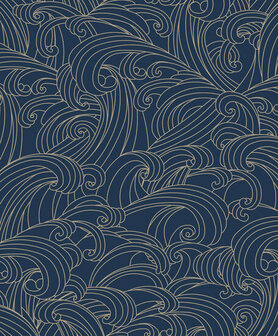 Dutch Wallcoverings Elegance M629-01 blauw - goud Behang