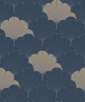 Dutch Wallcoverings Elegance M640-01 blauw - goud Behang