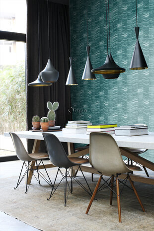 Origin Wallcoverings Matières (Met Gratis Lijm!) 337249 - Blauw / Groen