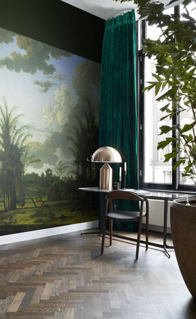 Origin Wallcoverings Natural Fabrics (Met Gratis Lijm!) 357234 - Groen / Blauw