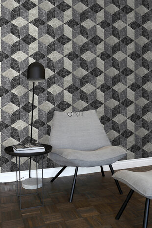 Origin Wallcoverings Raw Elegance (Met Gratis Lijm!) 347318 - Zwart / Grijs