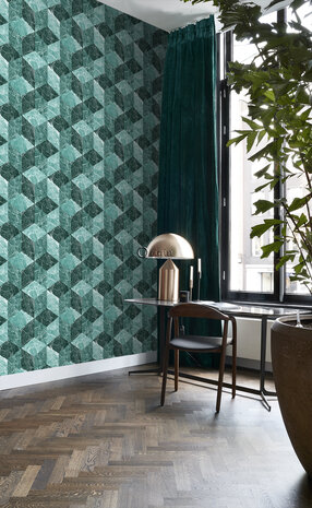 Origin Wallcoverings Raw Elegance (Met Gratis Lijm!) 347319 - Groen