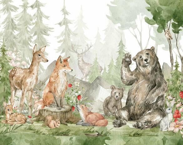 Walltastic Dierenbos Forest Friends 46894-6P Behang