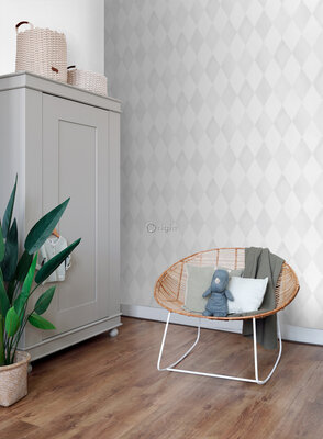 Origin Wallcoverings Hide & Seek (Met Gratis Lijm!) 337220 - Wit / Grijs