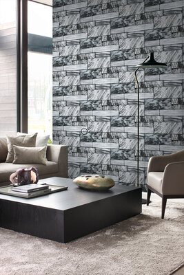 Origin Wallcoverings Matières (Met Gratis Lijm!) 337253 - Zwart