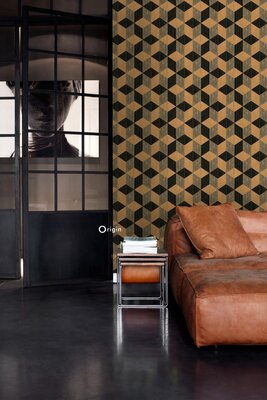 Origin Wallcoverings Matières (Met Gratis Lijm!) 357215 - Zwart / Bruin