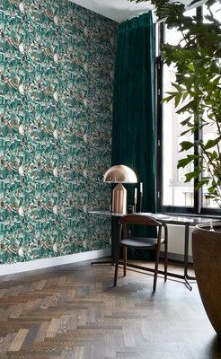 Origin Wallcoverings Wunderkammer (Met Gratis Lijm!) 347422 - Blauw / Groen