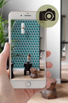 Origin Wallcoverings Wunderkammer (Met Gratis Lijm!) 347449 - Blauw / Groen