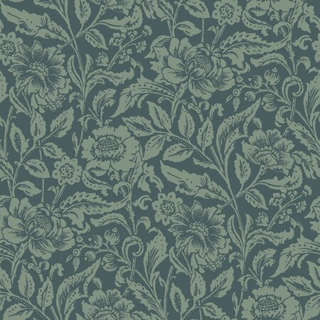 Esta Home Vintage Flowers blauw - groen 139429 (*Gratis Lijm Actie) - Groen - Blauw